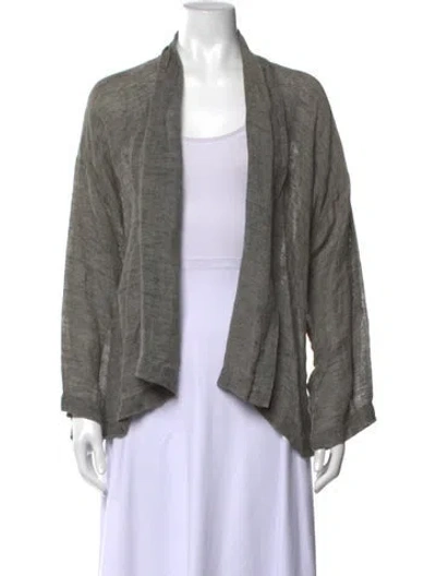 Pre-owned Eskandar Linen Open Front Sweater In Grey