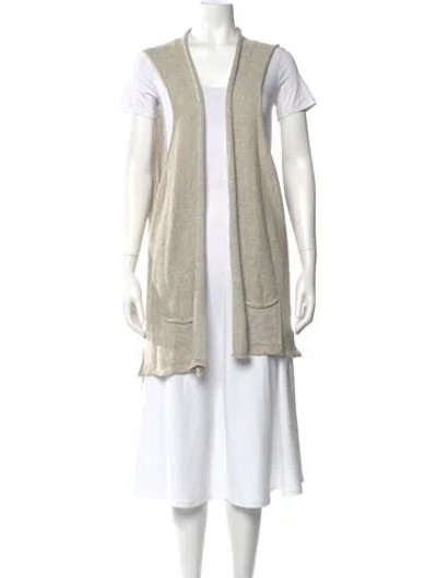 Pre-owned Eskandar Linen Open Front Sweater In Neutral