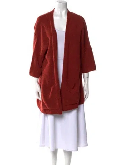 Pre-owned Eskandar Linen Open Front Sweater In Orange