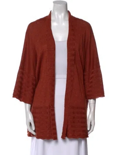 Pre-owned Eskandar Linen Open Front Sweater In Orange