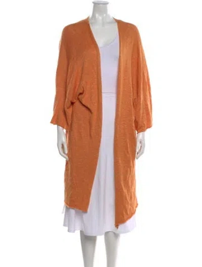 Pre-owned Eskandar Linen Open Front Sweater In Orange