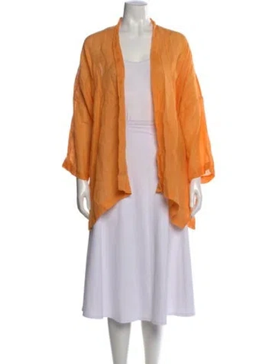 Pre-owned Eskandar Linen Open Front Sweater In Orange