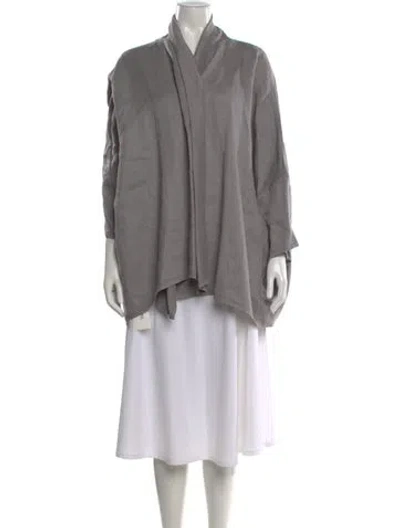 Pre-owned Eskandar Linen Open Front Tunic In Gray