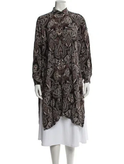 Pre-owned Eskandar Linen Paisley Print Tunic In Black