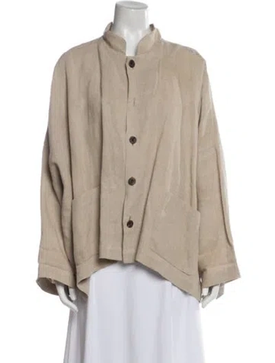 Pre-owned Eskandar Linen Patterned Jacket In Grey/purple