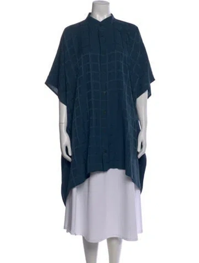 Pre-owned Eskandar Linen Patterned Tunic In Blue
