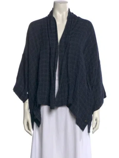 Pre-owned Eskandar Linen Plaid Print Blouse In Blue
