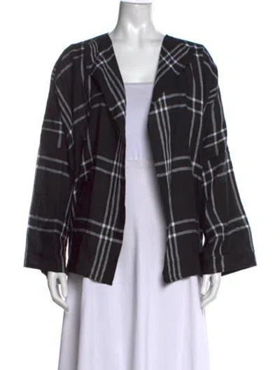 Pre-owned Eskandar Linen Plaid Print Sweater In Black