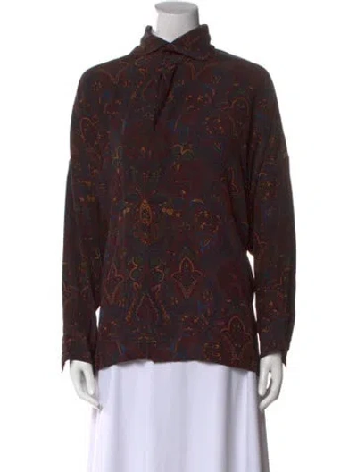 Pre-owned Eskandar Linen Printed Blouse In Black