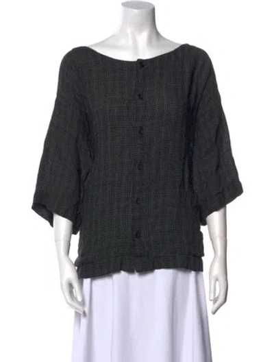 Pre-owned Eskandar Linen Printed Blouse In Black