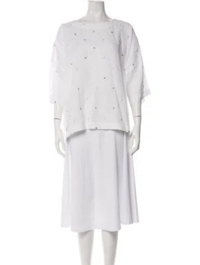 Pre-owned Eskandar Linen Printed Top In Multi