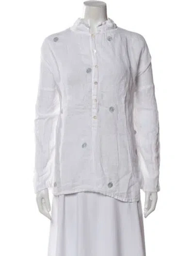 Pre-owned Eskandar Linen Printed Tunic In White