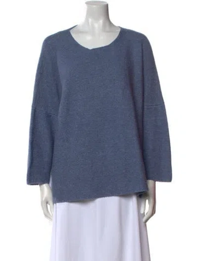 Pre-owned Eskandar Linen Scoop Neck Sweater In Blue