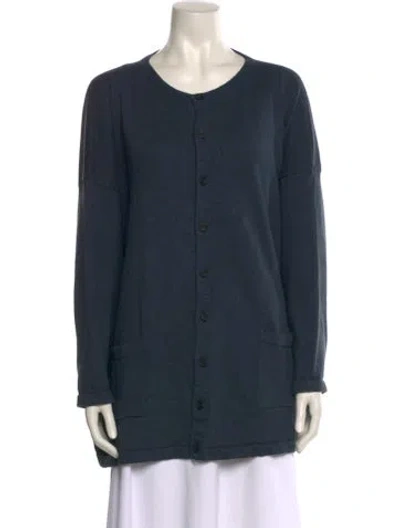 Pre-owned Eskandar Linen Scoop Neck Sweater In Blue