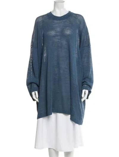Pre-owned Eskandar Linen Scoop Neck Sweater In Blue
