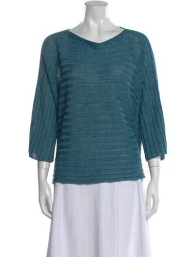 Pre-owned Eskandar Linen Scoop Neck Sweater In Blue