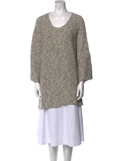 Pre-owned Eskandar Linen Scoop Neck Sweater In Brown