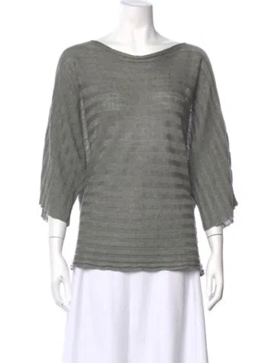 Pre-owned Eskandar Linen Scoop Neck Sweater In Gray