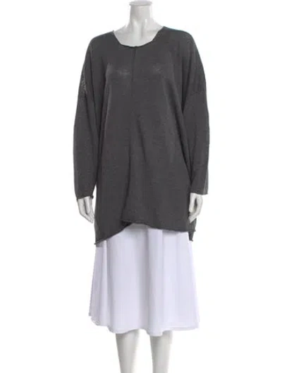 Pre-owned Eskandar Linen Scoop Neck Sweater In Gray
