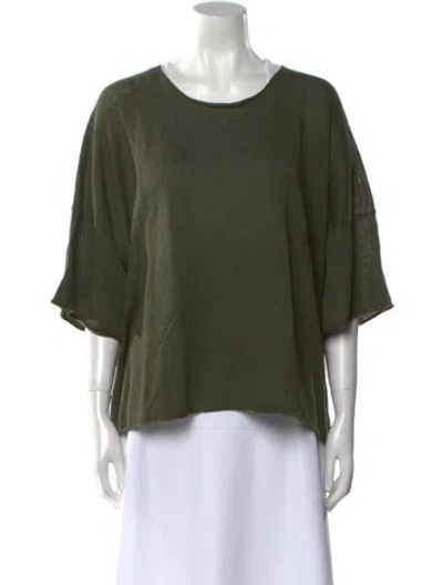Pre-owned Eskandar Linen Scoop Neck Sweater In Green