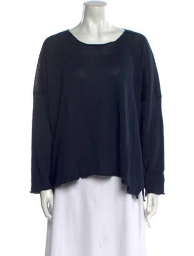 Pre-owned Eskandar Linen Scoop Neck Sweater W/ Tags In Blue