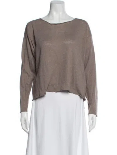 Pre-owned Eskandar Linen Scoop Neck Sweater In White