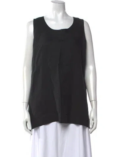 Pre-owned Eskandar Linen Scoop Neck Top In Black