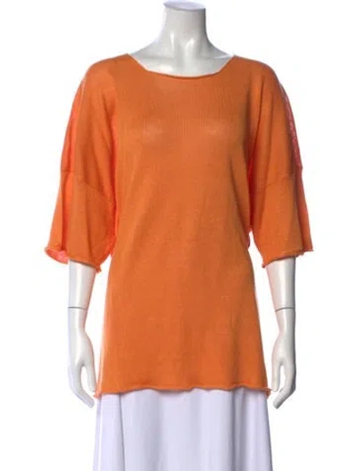 Pre-owned Eskandar Linen Scoop Neck Top In Orange