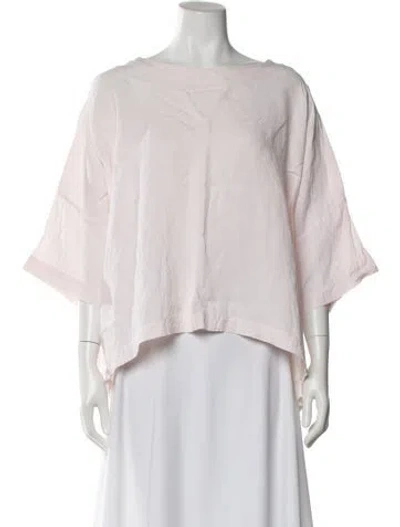 Pre-owned Eskandar Linen Scoop Neck Top In Pink