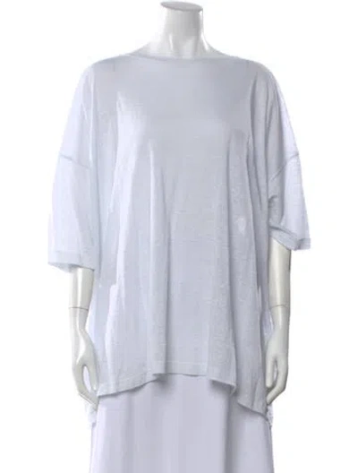 Pre-owned Eskandar Linen Scoop Neck Top W/ Tags In Blue