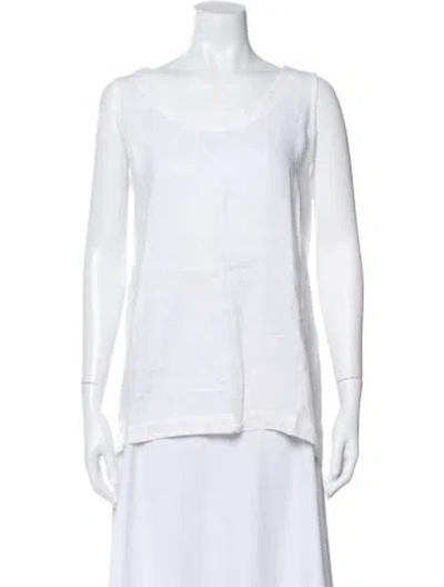 Pre-owned Eskandar Linen Scoop Neck Top In White