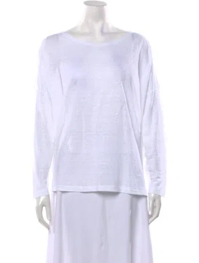 Pre-owned Eskandar Linen Scoop Neck Top In White