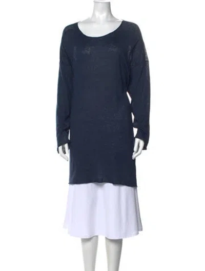 Pre-owned Eskandar Linen Scoop Neck Tunic In Blue