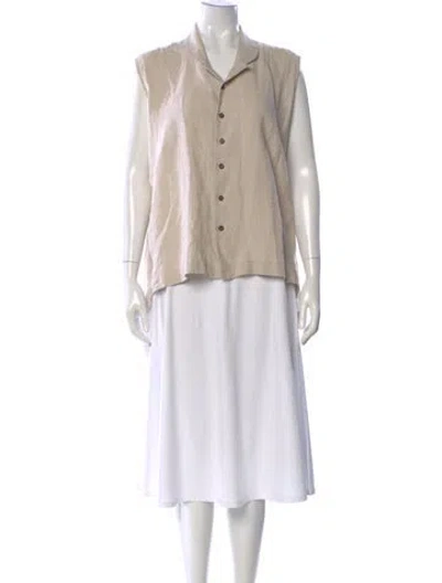 Pre-owned Eskandar Linen Sleeveless Button-up Top In Neutral