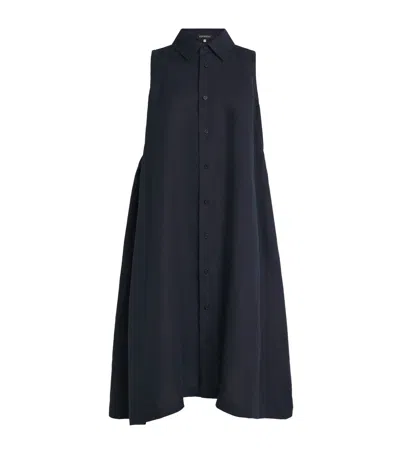 Eskandar Linen Sleeveless Midi Shirt Dress In Black