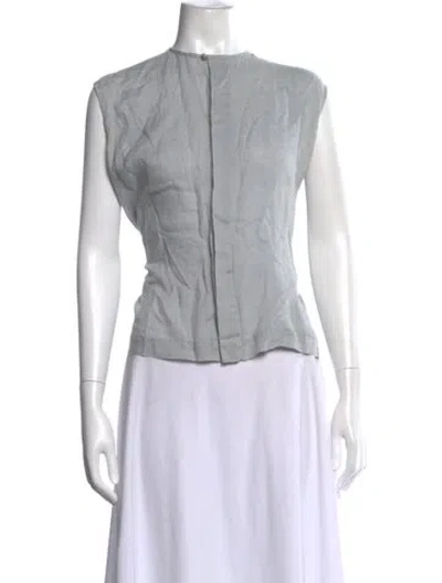 Pre-owned Eskandar Linen Sleeveless Top In Blue