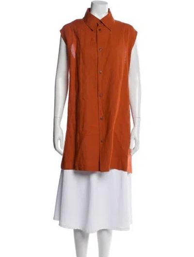 Pre-owned Eskandar Linen Sleeveless Tunic In Orange