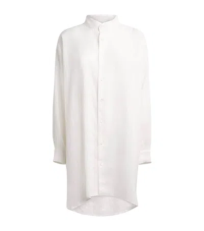 Eskandar Linen Stand-collar A-line Shirt In Animal Print