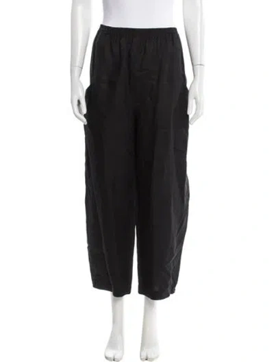Pre-owned Eskandar Linen Straight Leg Pants In Black
