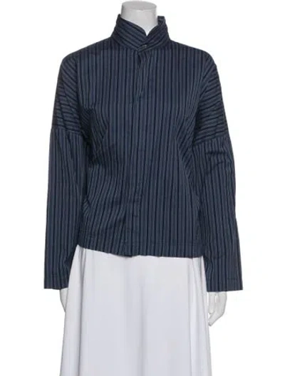 Pre-owned Eskandar Linen Striped Blouse In Blue