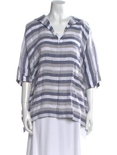 Pre-owned Eskandar Linen Striped Blouse In Multi