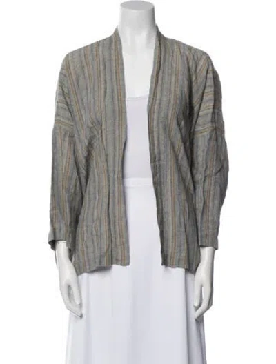 Pre-owned Eskandar Linen Striped Jacket In Gray