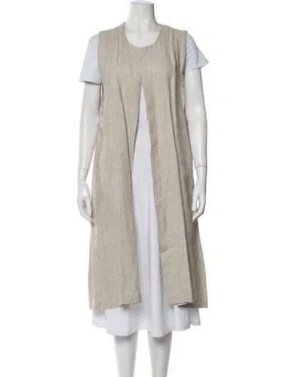 Pre-owned Eskandar Linen Striped Jacket In Neutral