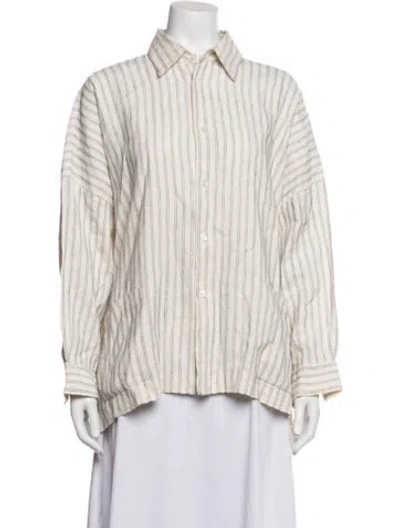 Pre-owned Eskandar Linen Striped Jacket In Neutrals