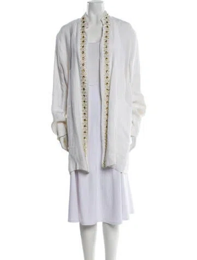 Pre-owned Eskandar Linen Striped Jacket In White