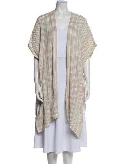 Pre-owned Eskandar Linen Striped Robe In Neutral