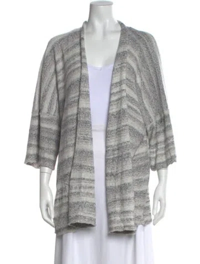 Pre-owned Eskandar Linen Striped Sweater W/ Tags In Gray