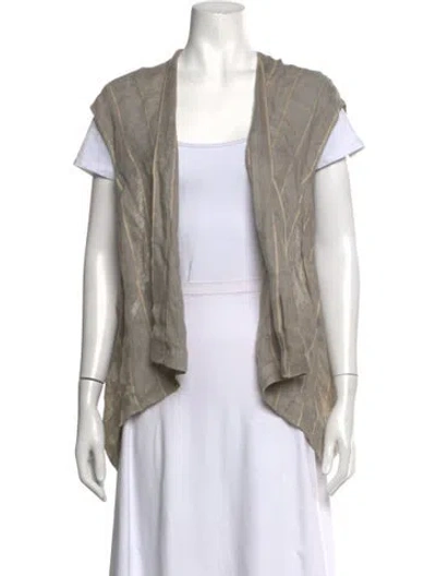 Pre-owned Eskandar Linen Striped Top In Grey