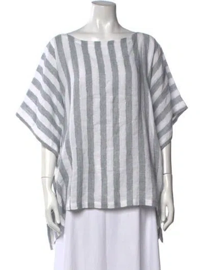 Pre-owned Eskandar Linen Striped Top In White