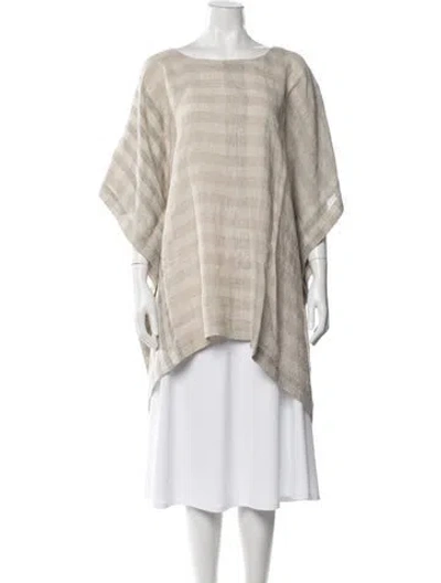 Pre-owned Eskandar Linen Striped Tunic In Neutral
